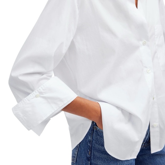 Madewell Easy Y-Neck Button-Up Shirt in Eyelet White - Picture 5 of 9